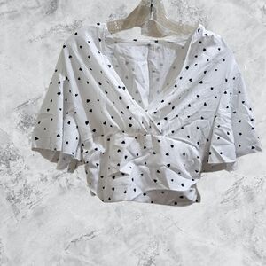 NWOT White And Black Polka Dot Crop Top